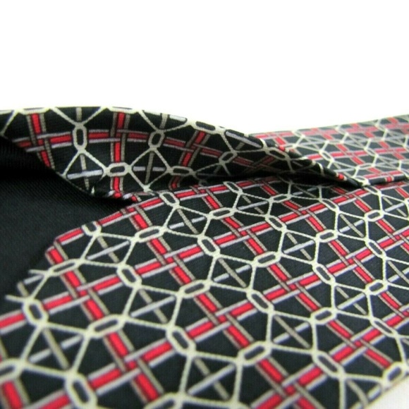 HERMES PARIS Tie 7023 TA Navy Blue Chain Link - Picture 7 of 8